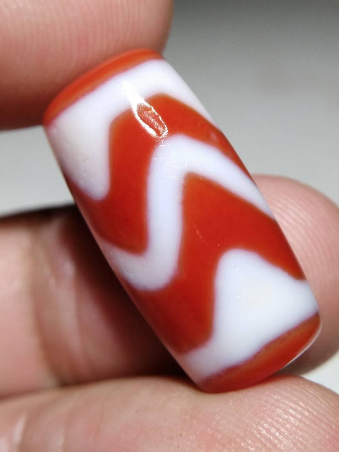 NO.8128 Ancient "Tiger Tooth" Water-Ripple Dzi