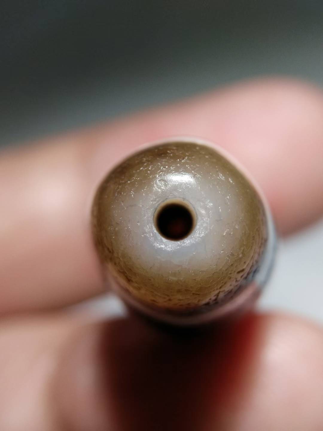 NO.8130 Ancient "Four-Ritual" Horn-Shaped Tibetan Dzi - Image 8