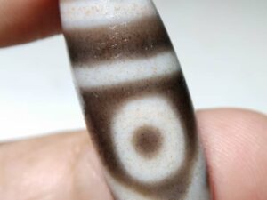 NO.8146 Cinnabar-Rich "Mountain" 2-Eyed Tibetan Dzi